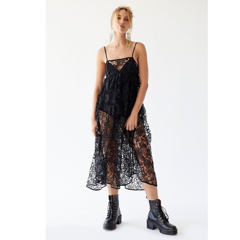 For Love And Lemons Cutout Embroidered Midi Dress - Picture 1 of 4